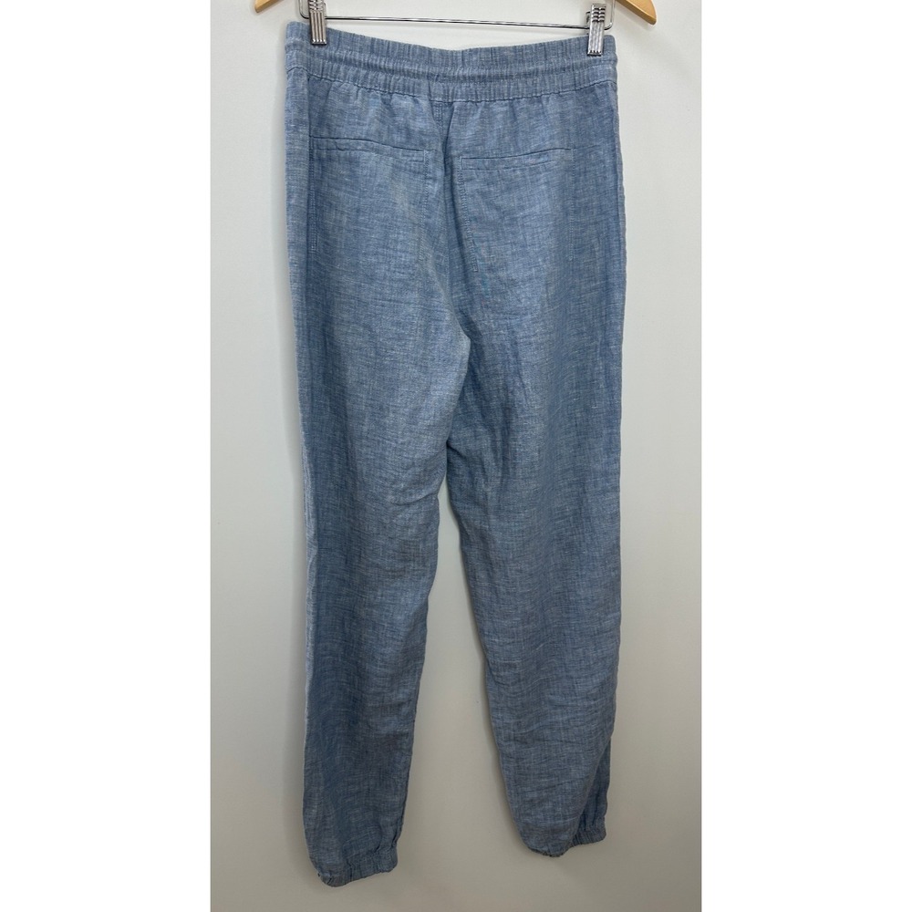 Athleta Retreat Linen Jogger Pants Chambray Blue Resort Beach Zip Pockets 4 Tall - Picture 9 of 15